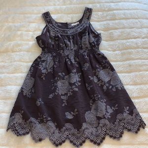 Chocolate scoop neck mini dress with embroidered detail S M L